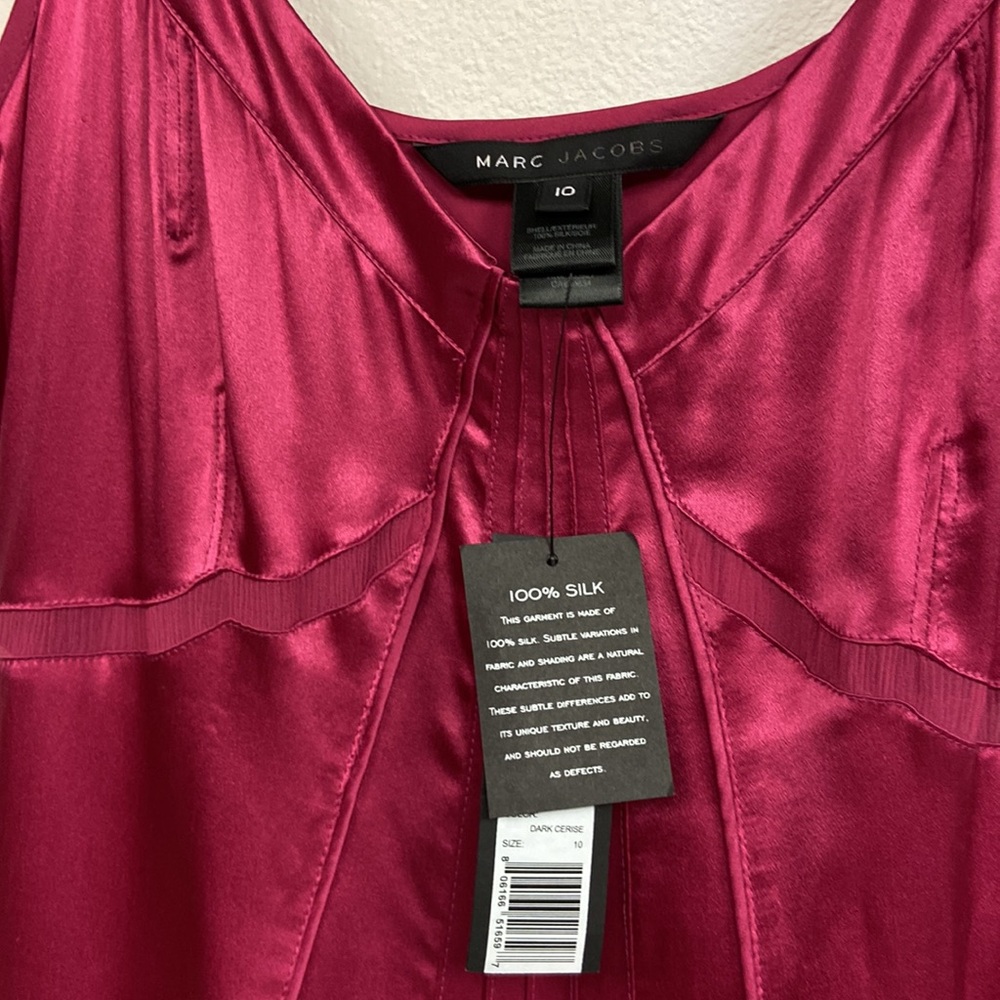 Marc Jacobs 100% Silk Slip Dress Size 10 NWT pink Y2K twilight festival midi - Picture 6 of 16